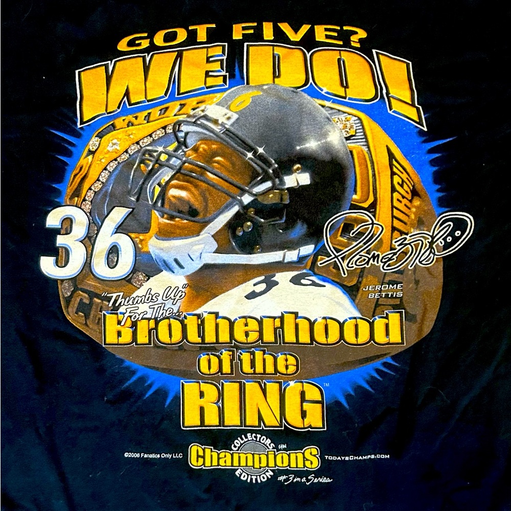 2006 Pittsburgh Steelers Jerome Bettis Super Bowl Champions T Shirt Sz M